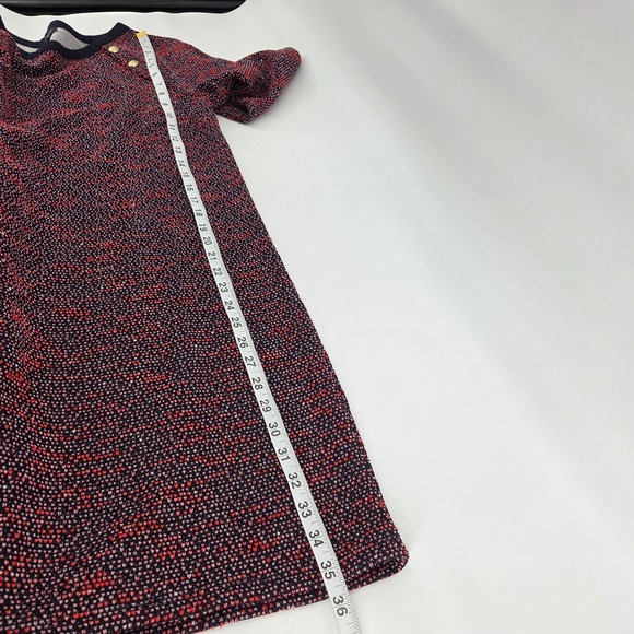 Talbots Dress LP‎ Large Petite Red Textured Knit Navy Gold Buttons 3/4 Sleeve - Picture 9 of 9
